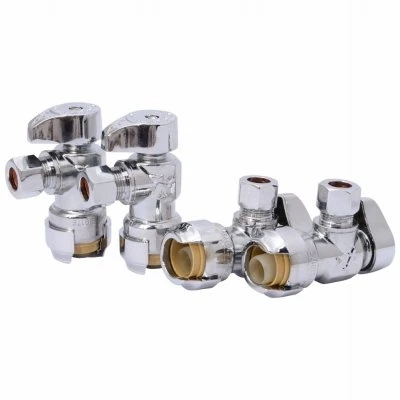 SharkBite Max Push-to-Connect Compression Angle Stop Valve, Brass, 1/2 x  3/8 In.