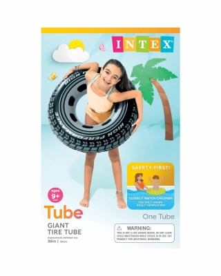 Inflatable Tire Pool Tube, 36 Inch Diameter, Durable Black Rubber, Suitable for Swimming Pools and Water Recreation