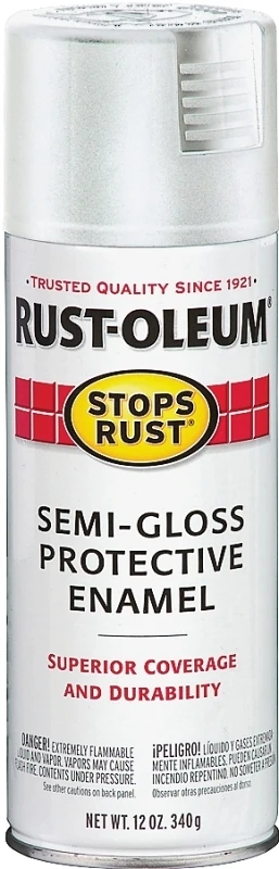 Stops Rust Spray Enamel, White Semi-Gloss, 12-oz.