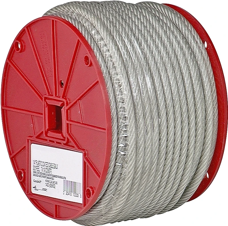 Clear Vinyl Galvanized Cable, 7x19, 3/16 In.-1/4 In. x 250 Ft.