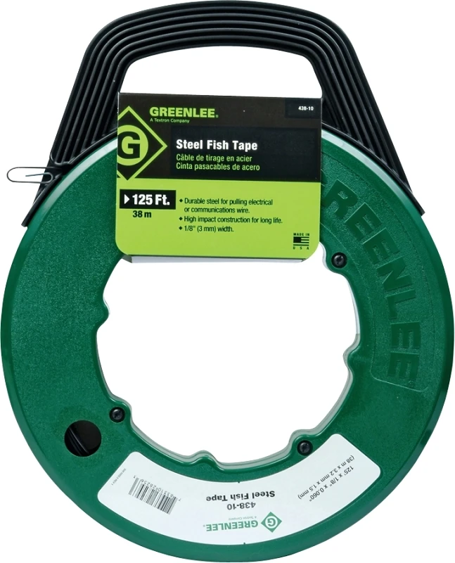 Fts438-125bp 125 Ft Steel Fish Tape, 1/8 In, With Case, 400 Lb Strength