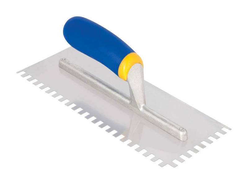 49916q 11 In. X 4.5 In. Stainless Steel Square-notch Trowel With Comfort Grip