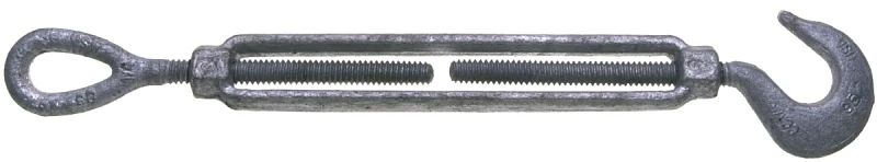 1/2 Inch X 12 Inch Galvanized Hook And Eye Turnbuckle - 1500 Lb Working Load Limit