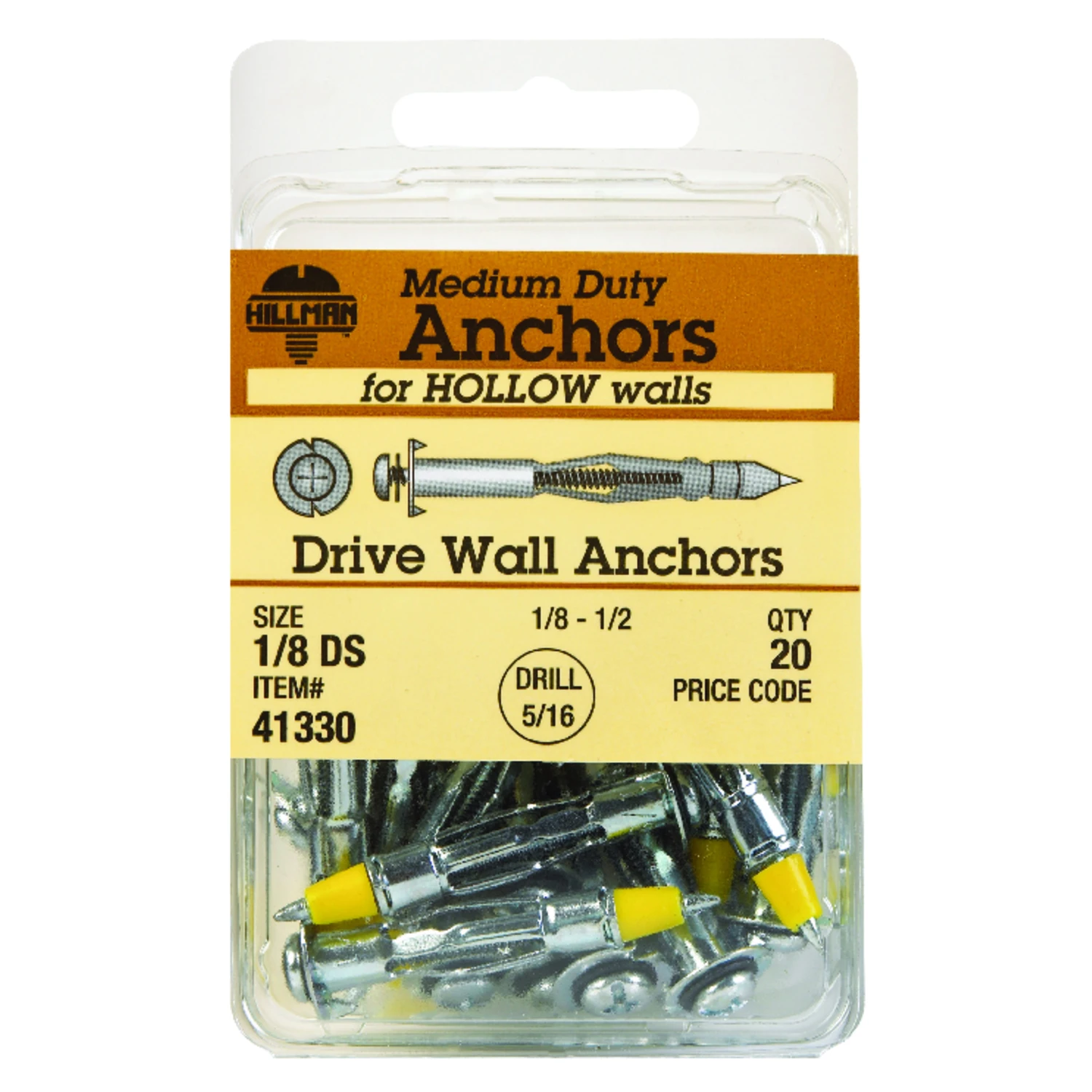 Short-Drive Wall Anchors, 1/8-In., 20-Ct.