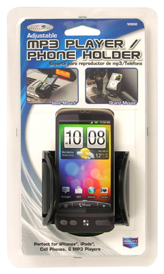 Car Cell Phone/MP3 Holder, Black, Vent/Dash Mount