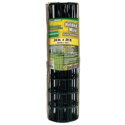 Welded Wire Fence, Green Vinyl Coated, 16 Gauge, 3 x 2-In. Mesh, 24-In. x 25-Ft.