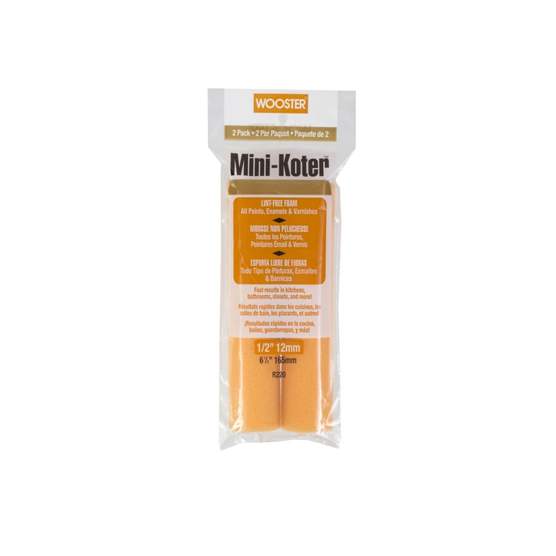 Wooster  Minikoter  Foam  1/2 in.  x 6-1/2 in. W Paint Roller Cover  For Semi-Smooth Surfaces 2 pk M