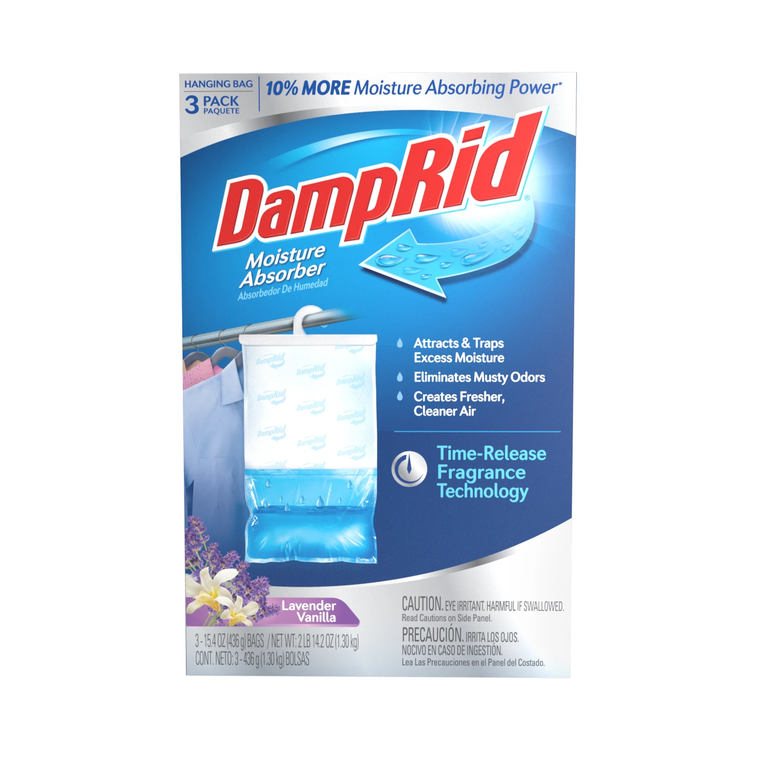 DampRid FG83LV Moisture Absorber, 14 oz, Pellet, Lavender Vanilla