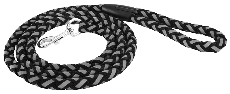 Round Braided Reflective Dog Leash, 5/8" X 6' - Black