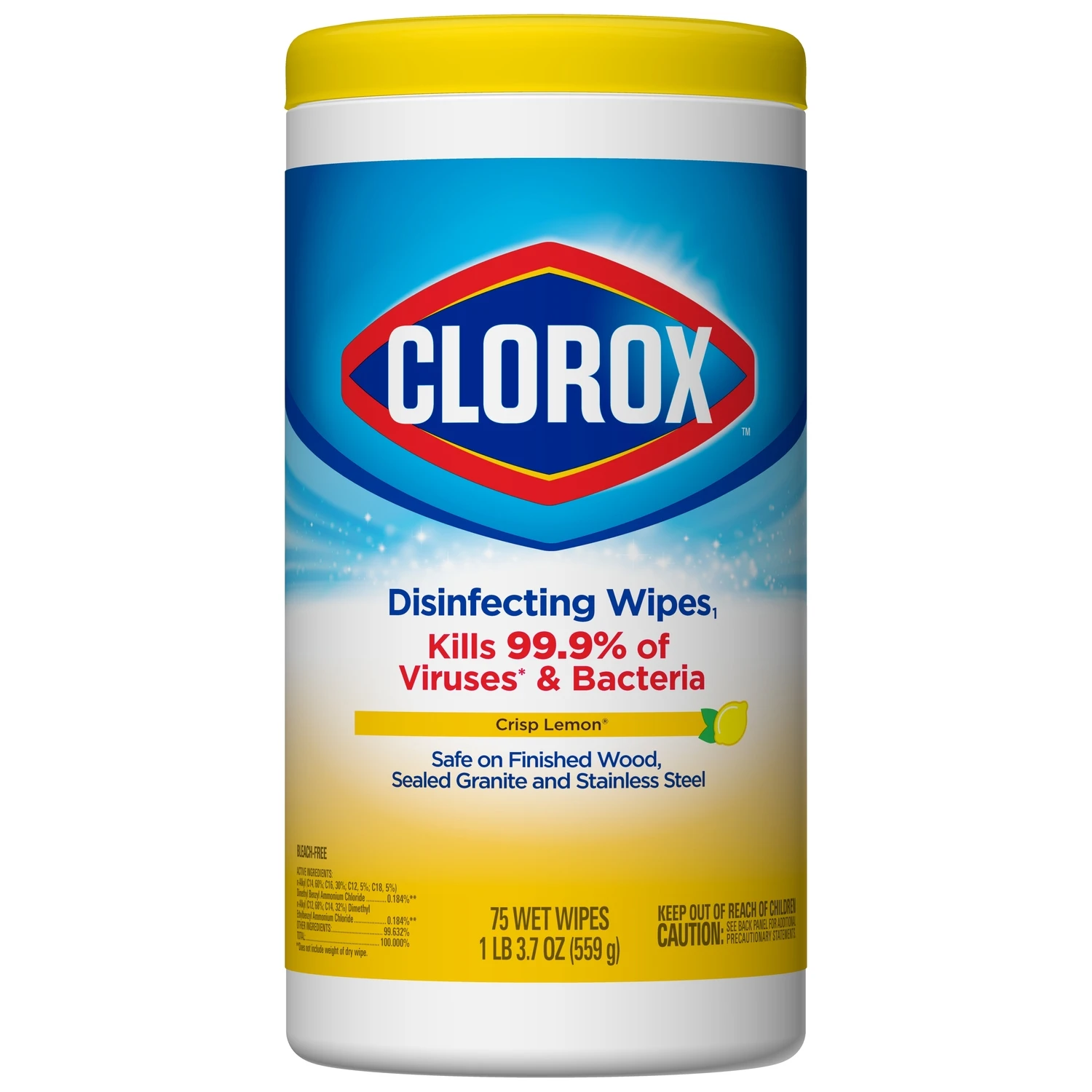 Clorox 01628 Disinfecting Wipes Can, Liquid, Citrus, White