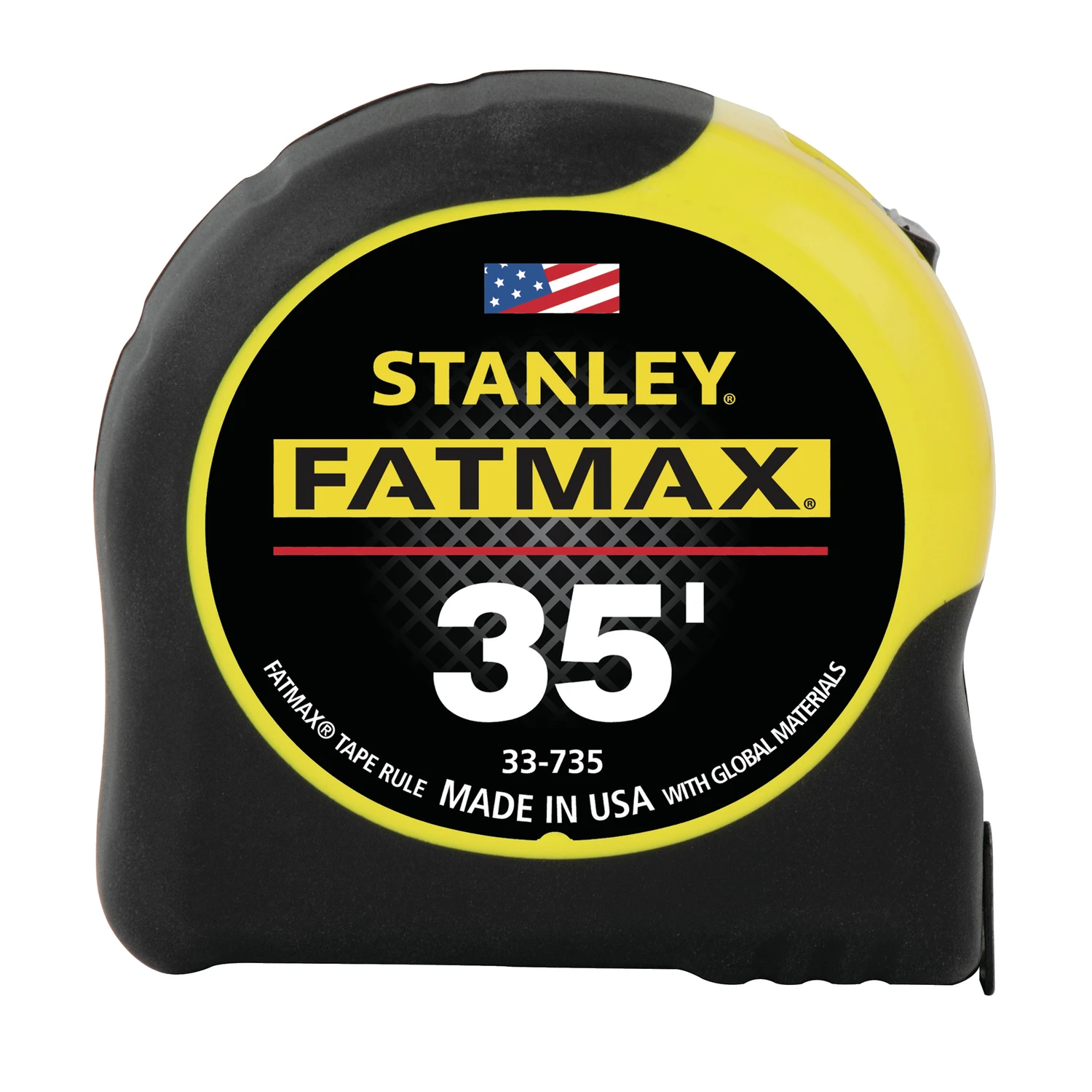 STANLEY 33-735 Tape Measure, 35 ft L Blade, 1-1/4 in W Blade, Steel Blade, ABS Case, Black/Yellow Case