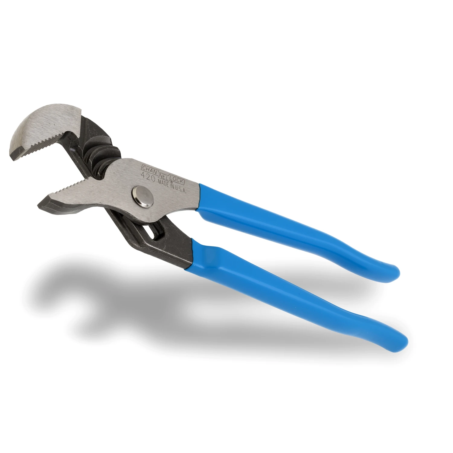 Channellock 420 Tongue and Groove Pliers, 9-1/2 in OAL, 1-1/2 in Jaw Opening, Blue Handle, Cushion Grip Handle