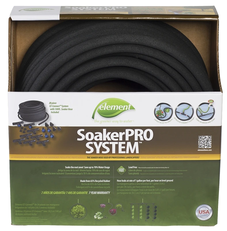 Soakerpro System 3/8 In. X 100 Ft. Black Rubber Garden Hose Kit