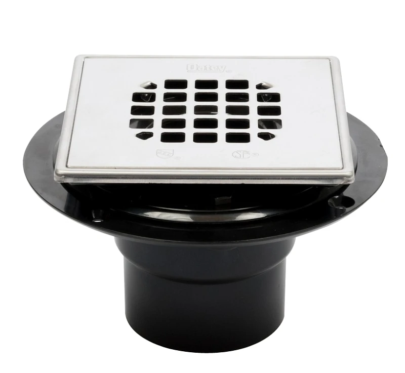 3 In. Abs Square Low Profile Shower Drain With Stainless Steel Strainer