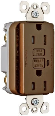 15-amp Brown Tamper-resistant Gfci Electrical Outlet 120v Model 1595trcc4