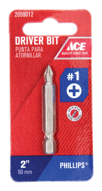 Phillips 2 Inch Screwdriver Bit S2 Tool Steel 1/4 Inch Hex Shank