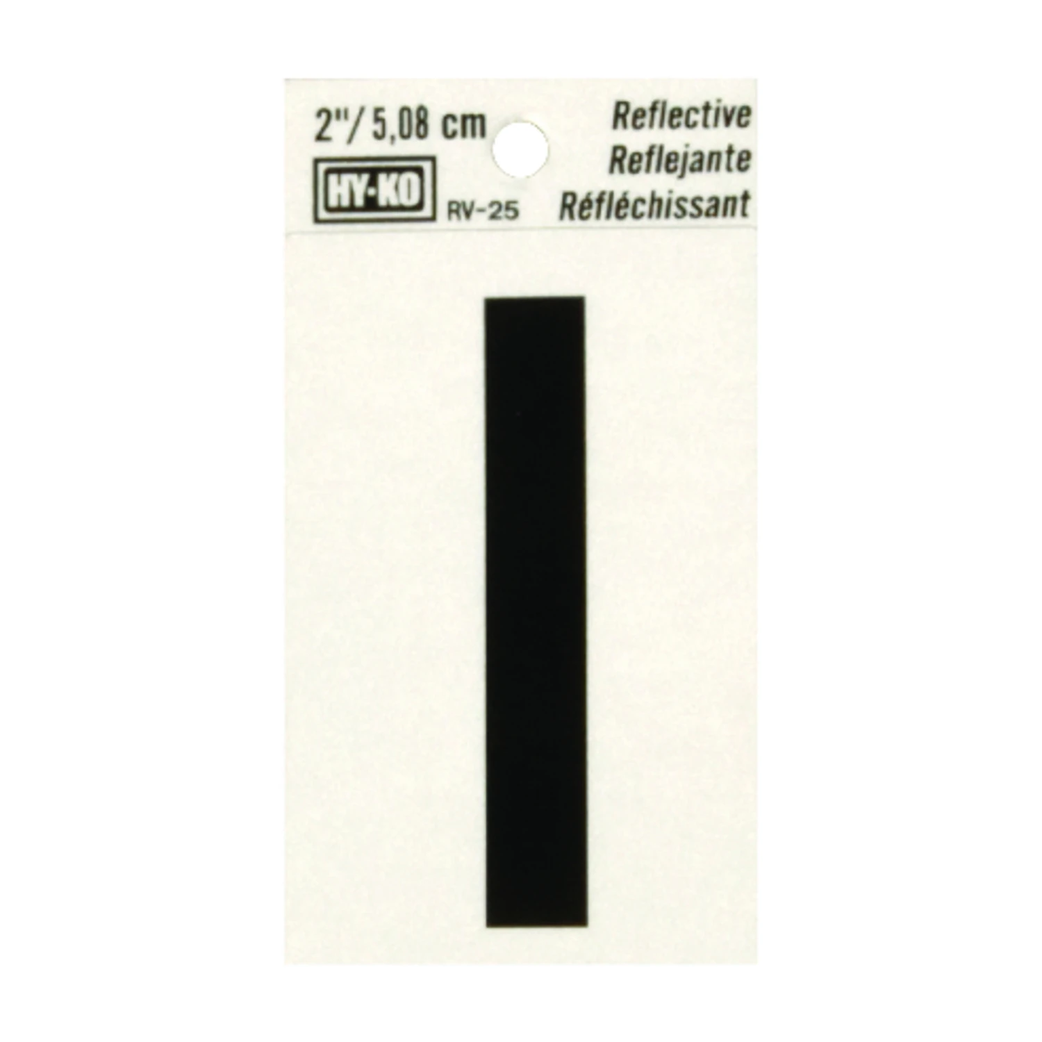 Address Letters, I , Reflective Black/Silver Vinyl, Adhesive, 2-In.