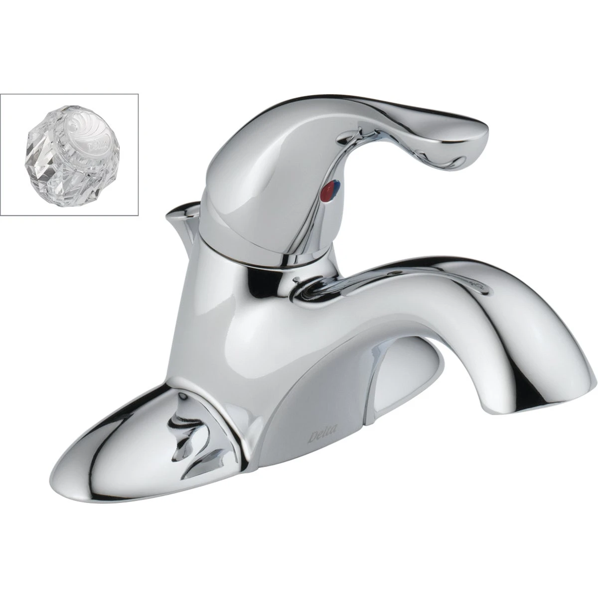 Classic Lavatory Faucet, Chrome Single Handle, With Extra Acrylic Handle