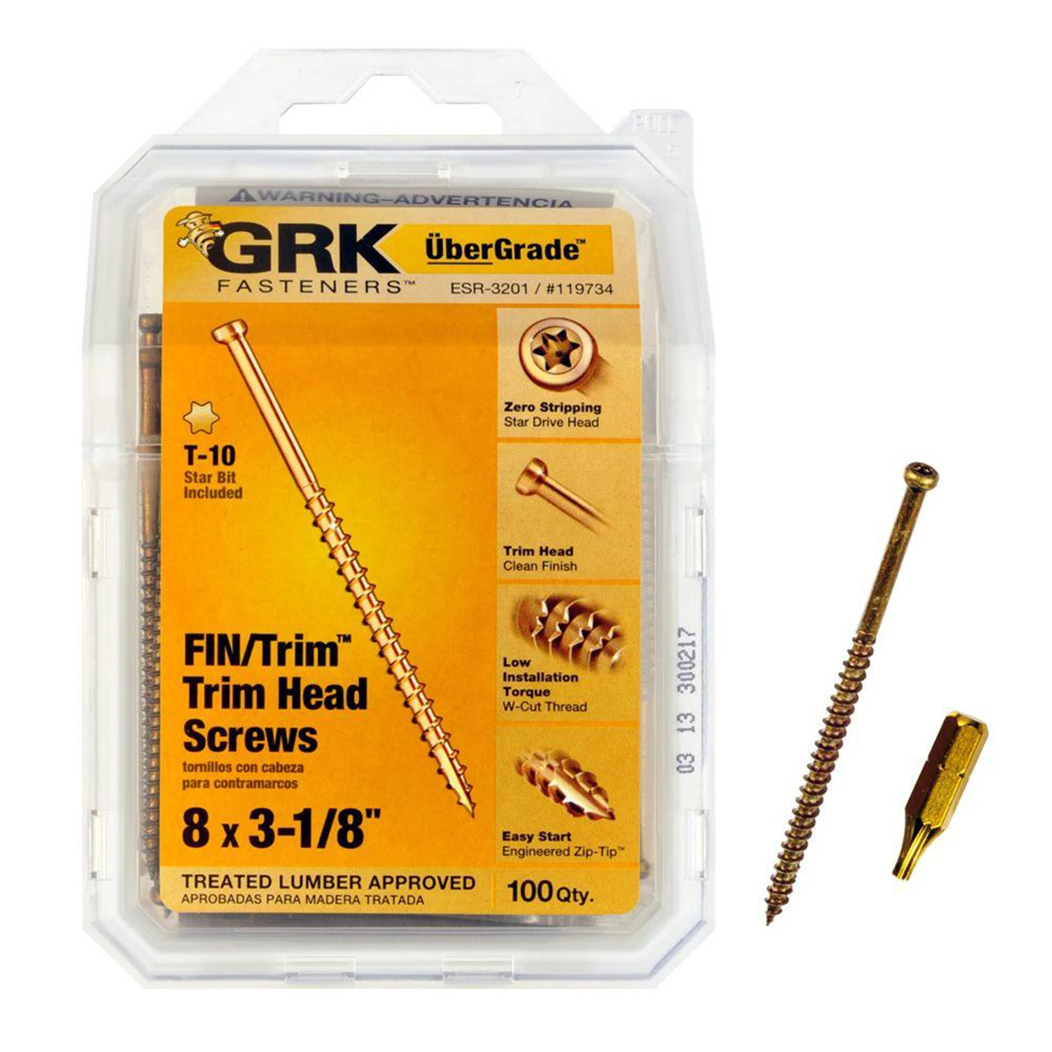 Ubergrade No. 8 X 3-1/8 In. L Star Trim Head Screws 100 Pk