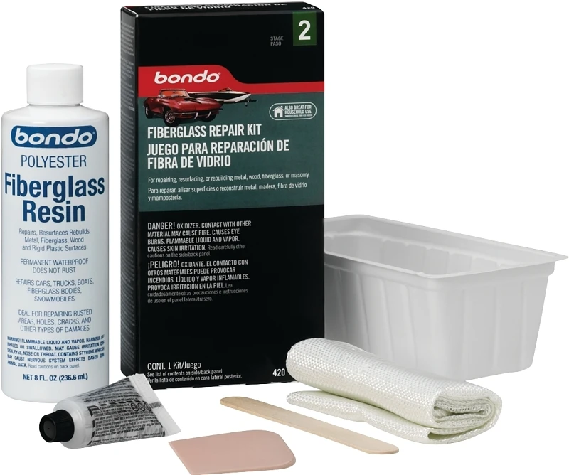 Bondo 420 Fiberglass Cloth Repair Kit, Resin and Hardener Bondo 420 Fiberglass Cloth Repair Kit, Resin and Hardener
