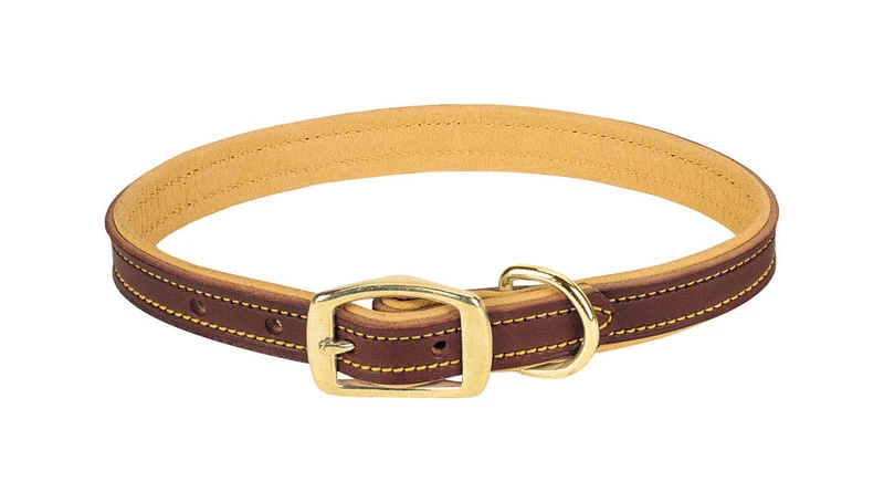 Deer Ridge Dog Collar, Leather/Lined, 1 x 23 In.