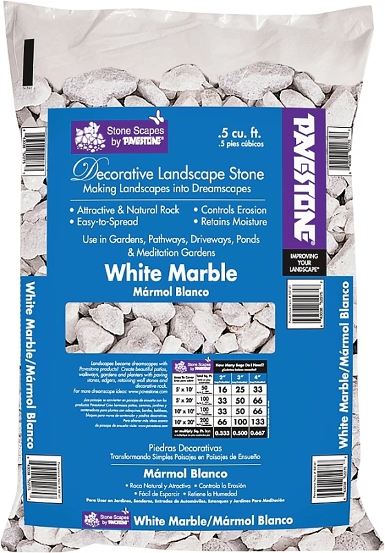 54141 Decorative White Marble Chips, 0.5 Cubic Feet