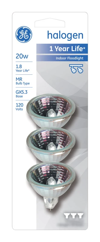 GE 85289 Halogen Bulb, 20 W, GX5.3 Bi-Pin Lamp Base, MR16 Lamp, 290 Lumens, 2900 K Color Temp