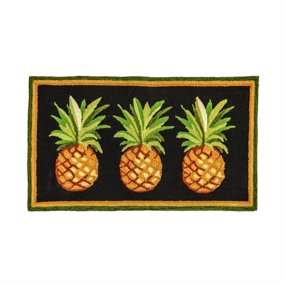 Pineapple 3 Feet 6 Inches X 2 Feet Multicolor Indoor/outdoor Hooked Rug