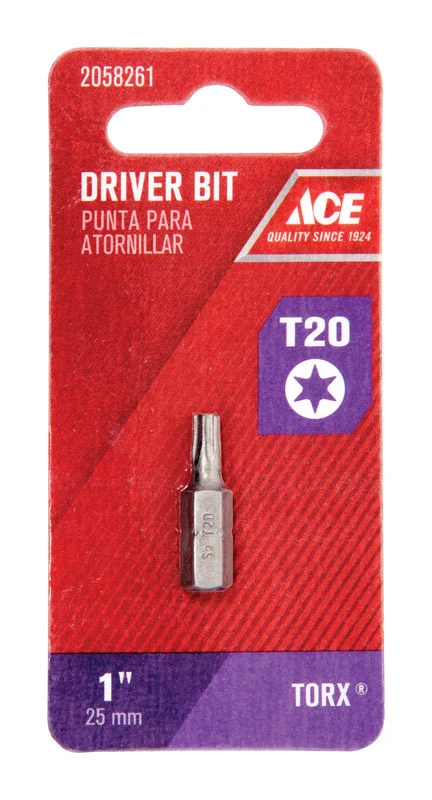 Torx T20 X 1 Inch Insert Bit S2 Tool Steel 1/4 Inch Hex Shank