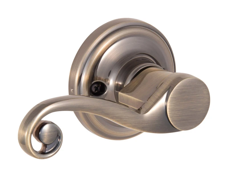 Scroll Antique Brass Steel Dummy Lever 3 Left Handed Door Handle