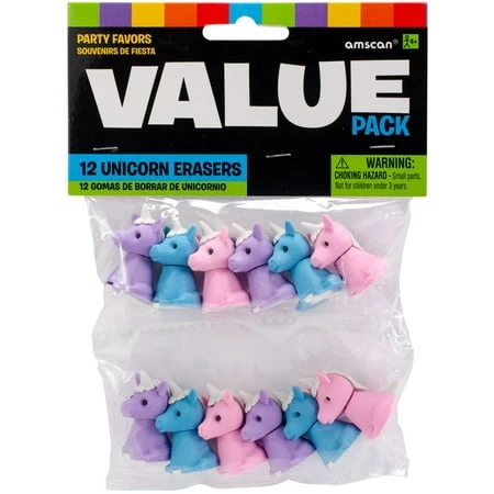 Unicorn Erasers Party Favors - 12 Count Pack For Kids' Celebrations