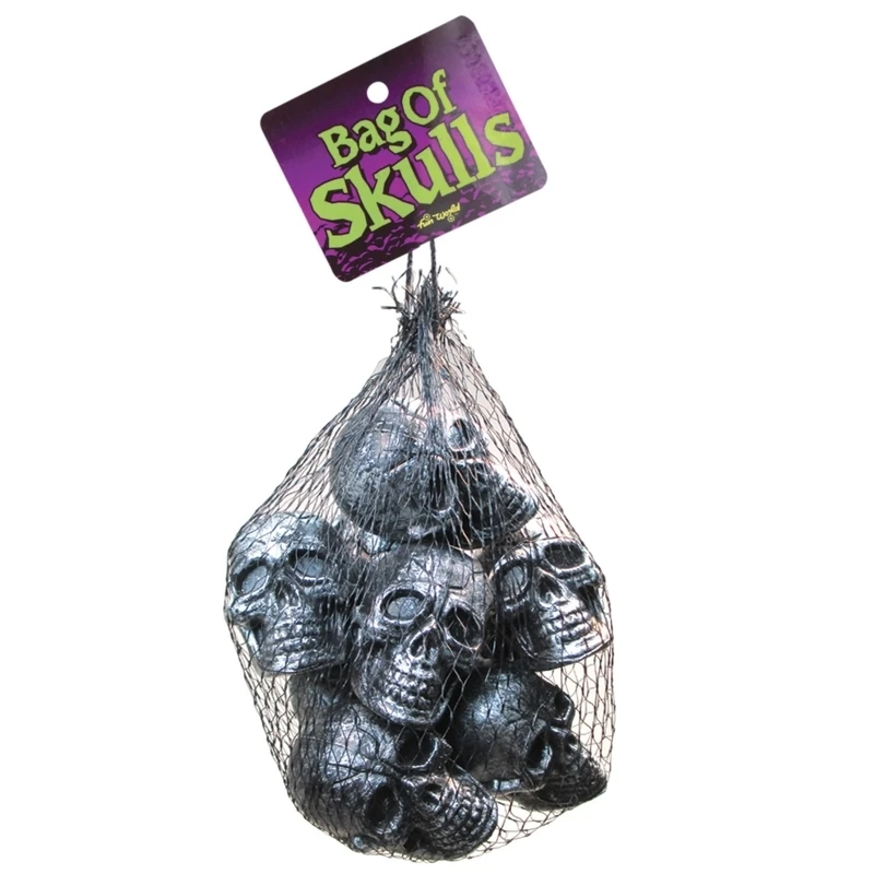 Fun World  Bag of Skulls  Halloween Decoration  2 in. W x 4 in. L x 4 in. H 10 pk