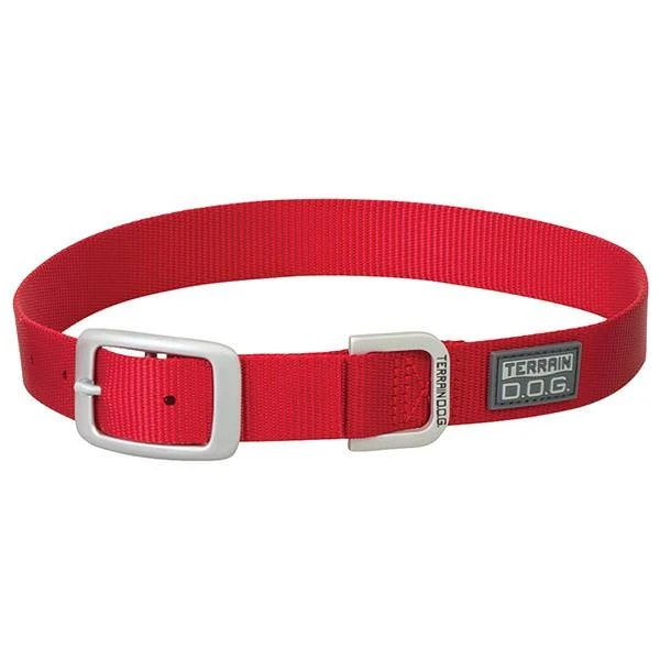 Terrain D.o.g. Nylon Single-ply Dog Collar, Red, 1 Inch X 23 Inches