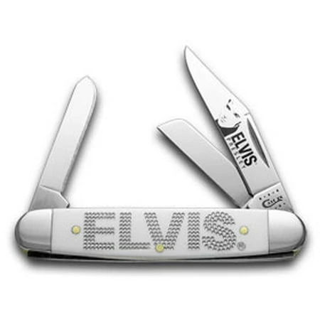Xx White Delrin Elvis Presley Stockman Pocket Knife - Classic Folding Knife