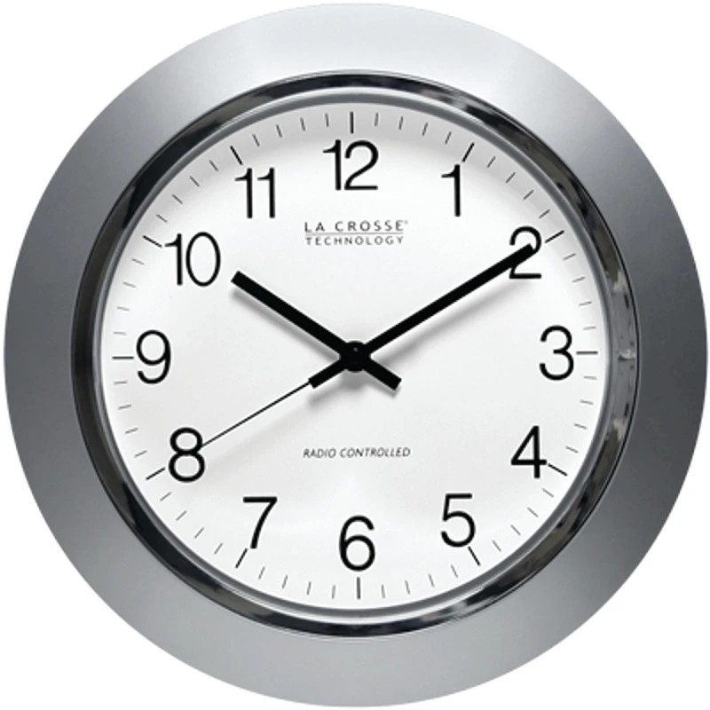 Wt-3144s Round Analog Clock With Silver Frame And Plastic Face