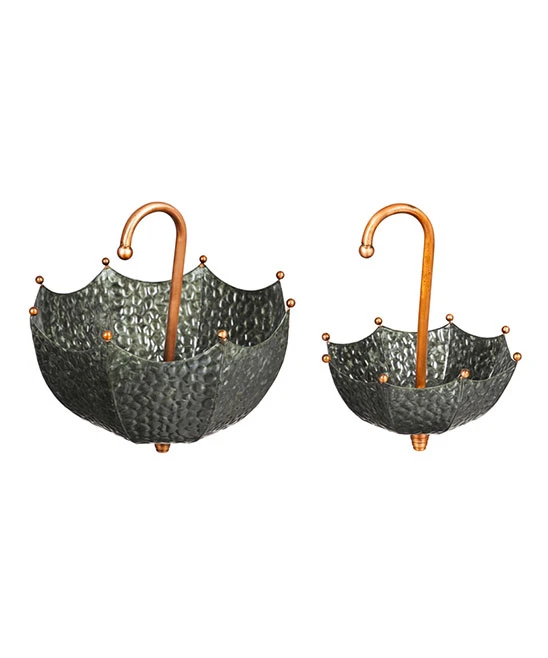 Metal Umbrella Hanging Planter Set Of Two For Outdoor Use