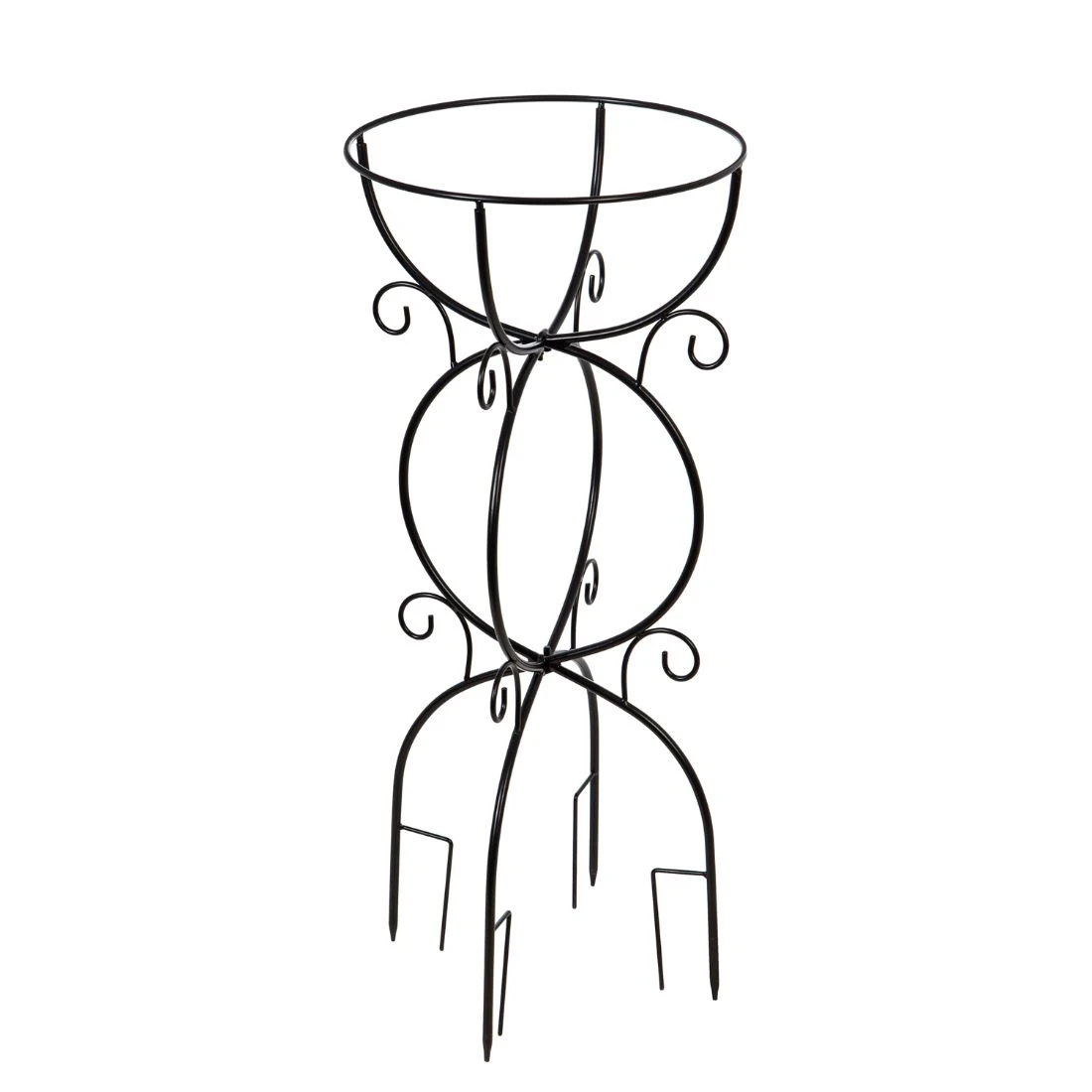 Metal Trellis Bird Bath Stand With Scroll Design For Outdoor Decor