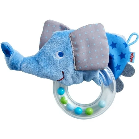 Elephant Fabric Clutching Toy With Removable Plastic Teething Ring For Infants