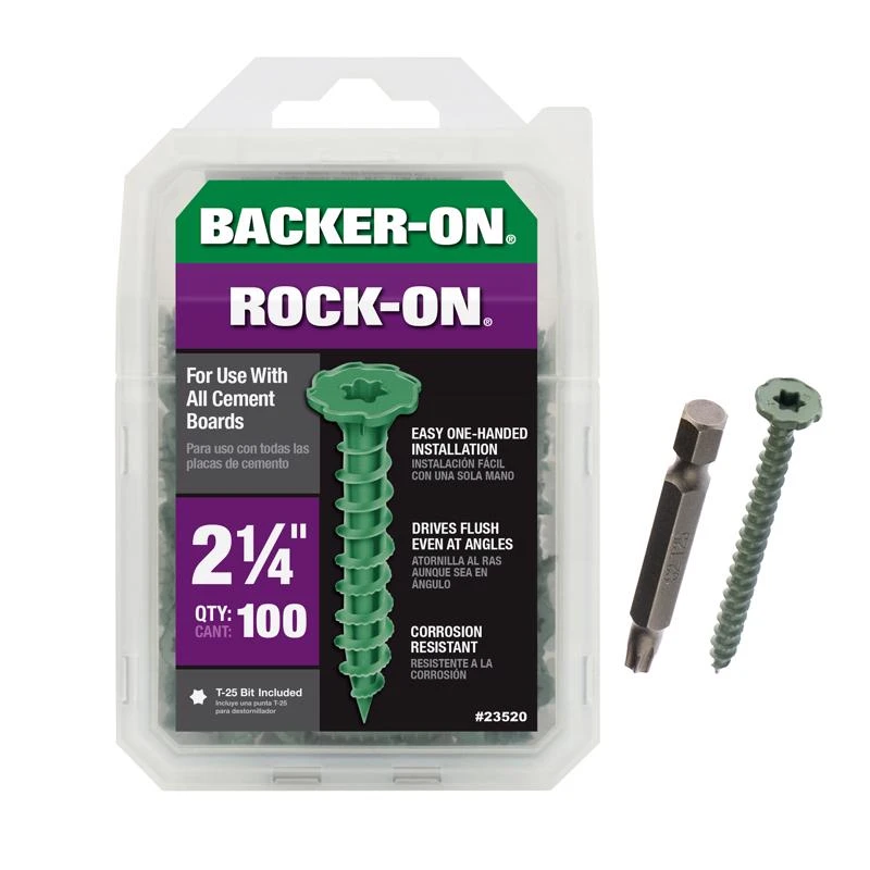 Rock-on No. 9 X 2-1/4 In. L Star Flat Head Cement Board Screws 100 Pk