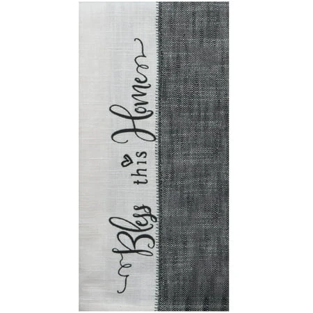 Black And White Farmhouse Bless This Home Kitchen Tea Towel Cotton 28 X 28 Inches
