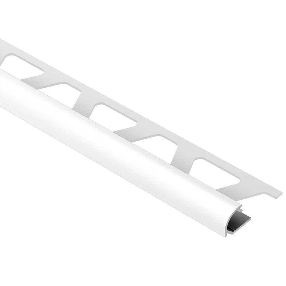 Rondec Bright White Color-coated Aluminum 3/8 In. X 8 Ft. Metal Bullnose Tile Edging Trim