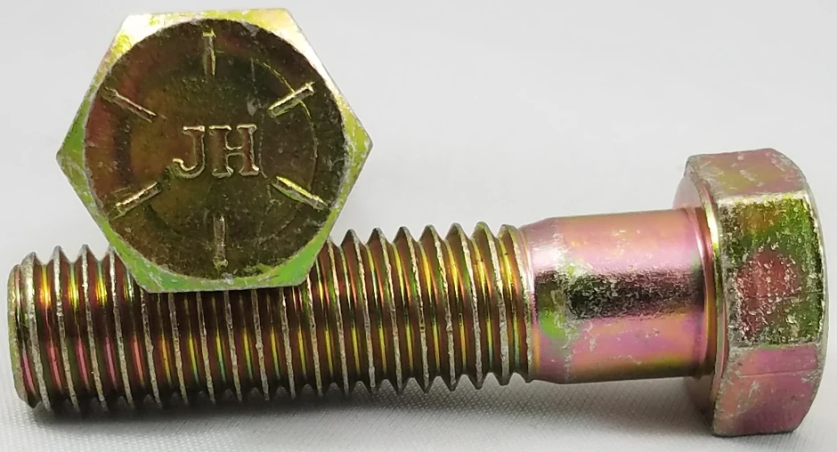 3/8-16 X 1-1/2 Yellow Zinc Grade 8 Coarse Hex Cap Screws - Steel