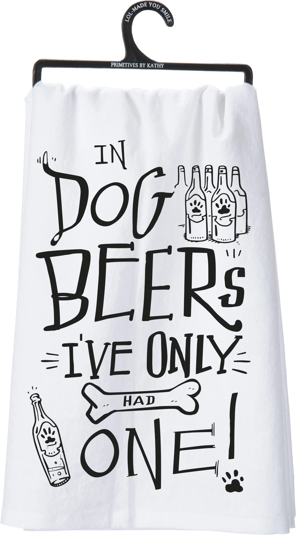 Cotton Dish Towel - Dog Beers I've Only Had One, 28" X 28"