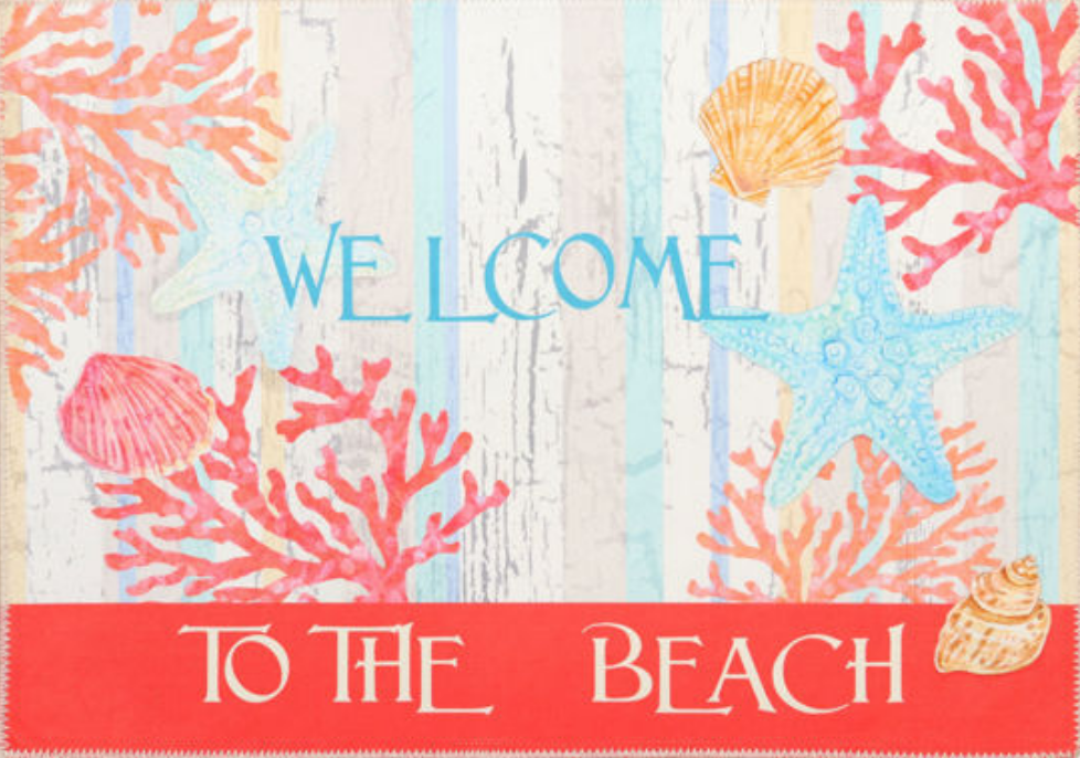 Area Rug 22" X 32" Welcome To The Beach - Soft, Durable, Machine Washable