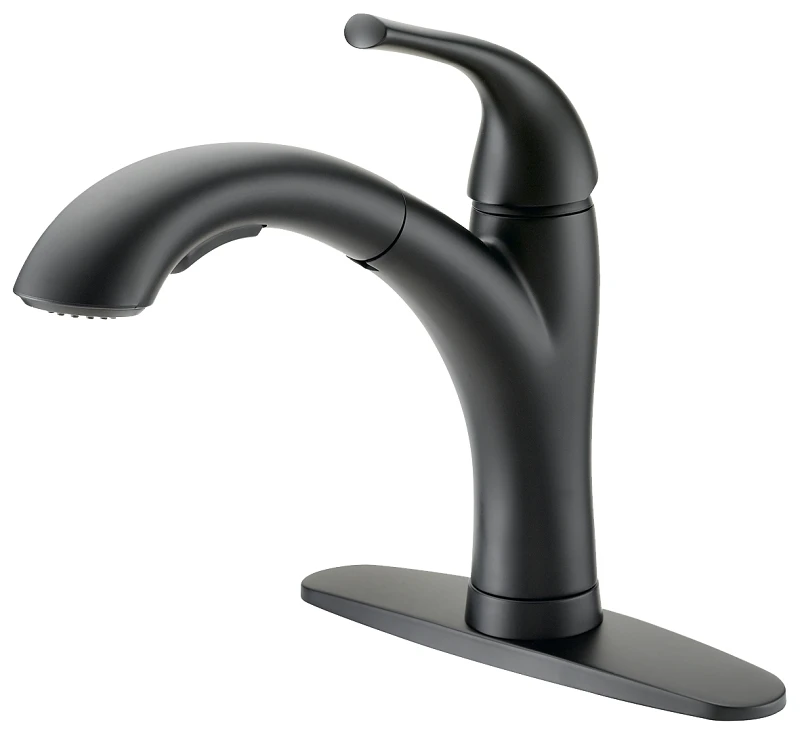 Pull-out Kitchen Faucet With Metal Lever Handle, Black Finish, Model Tobi21040011bl