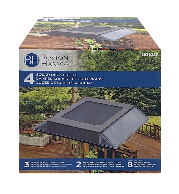 Square Solar Deck Light With 6 Lumens, Steel And Plastic Construction, Model 26084