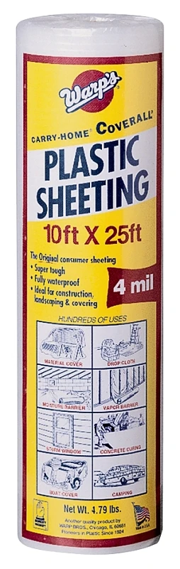 Warp Brothers Sp-4ch10-c 10' X 25' Clear Plastic Sheeting, 4 Mil, 1 Pk