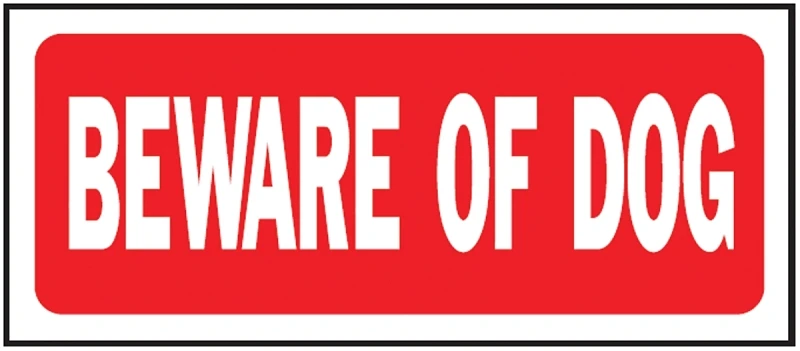 Beware of Dog Sign, Polyethylene, 6 x 14-In.