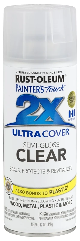 Painter's Touch 2X Spray Paint, Semi-Gloss Clear, 12 oz.