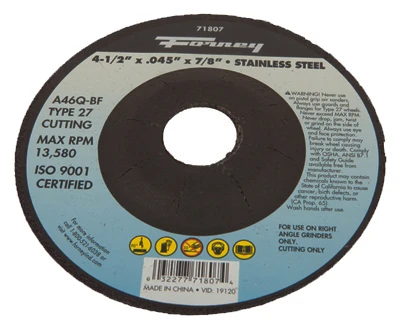 Cutting Wheel Type 27, 4.5 X .045-in. For Stainless Steel